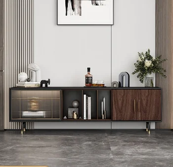 Италиански Лесен Луксозен шкаф за телевизор Проста Модерна всекидневна Новия Размер на Шкаф със стъклен кант в Ретро стил
