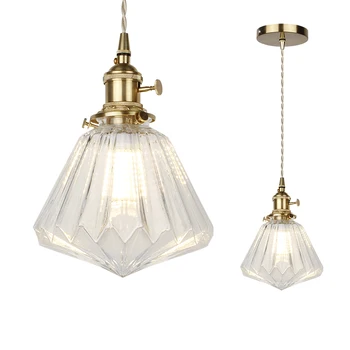 Скандинавски Окачен лампа E27, Стъклена Окачена лампа, Творчески Минималистичен Бронзова лампа, Месинг Прозрачна Лампа за осветление на ресторанта