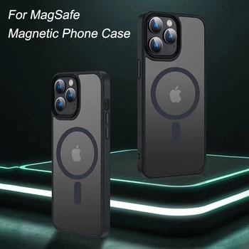 За Магнитно своята практика Magsafe, безжична зареждане, Противоударных матирана прозрачна калъфи за iPhone 14 12 11 13 Pro Max, твърд броня за PC