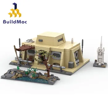 Buildmoc Space Wars Cabin Din Village Djarin 1317 бр., набор от тухли MOC, комплекти строителни блокове, детски играчки, детски подаръци, играчки