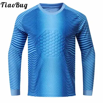 2023 Модна тениска с дълъг ръкав в контрастни цветна ивица за момчета, футболна форма на вратаря, Мека риза вратаря, бързо съхнещи върховете