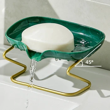Държач за сапун ястия, лека креативната кутия за сапун в луксозен стил, домакински перфорирана тава за сапун без източване, Аксесоари за баня
