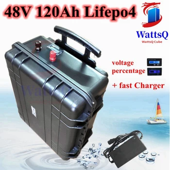 водоустойчив 48 120Ah Lifepo4 литиева батерия BMS Дължината на количката калъф за 7200 W Скутер триколка косачка лодка + 10A зарядно устройство