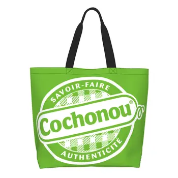 Обичай холщовые чанти за пазаруване Pig Cochonou, дамски чанти, за пазаруване от рециклиране на продукти с голям капацитет