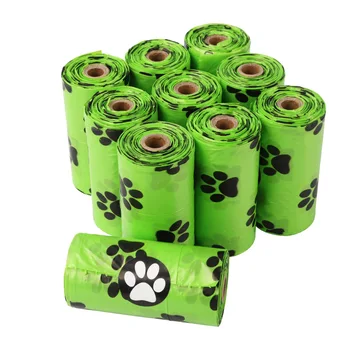 Опаковки за еднократна употреба за какашек домашни любимци, торбички за кучешки отпадъци, обемни пакети за какашек със скоба за каишка и кост, опаковки-опаковки, с отпечатъците на лапите