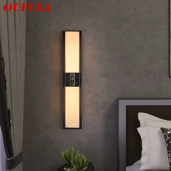 Месинг, с монтиран на стената лампа OUFULA LED Модерни и луксозни Мраморни стенни Тела за интериор на дома Спалня, Хол, Коридор,