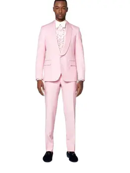 2022, Хит на продажбите, Розови мъжки костюми, Комплекти за сватба, 2 предмета (яке + панталон + вратовръзка), Casual Стилно сако за бала, Панталони, дрехи за си официална вечеря