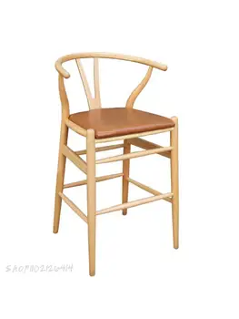 Скандинавски, американски Китайски френски Y-образен бар стол, бар стол за приготвяне на чай и кафе, стол от масивно дърво, стол за почивка от ратан