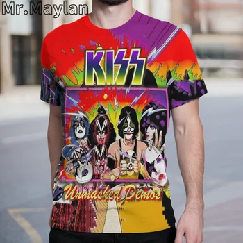 Тениска Rock Kiss Band с 3D принтом за мъже/жени, Нов дизайн, Градинска облекло, Тениски Homme, тениска Оверсайз 5XL 6XL, Върхове A99