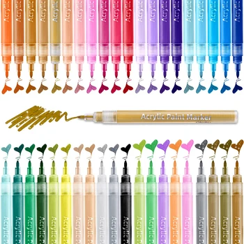 40 Цветни акрилни маркери химикалки с върха 0,7 мм, акрилни връхчета, дръжка за наскальной живопис, занаяти, Керамика, акрилни маркер на водна основа