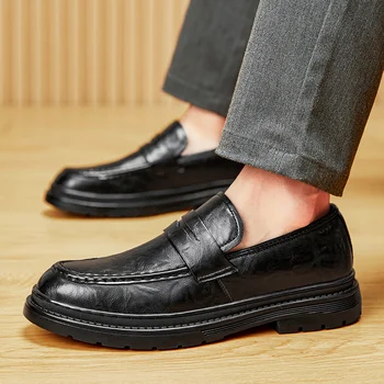 Модни Нови Удобни мъжки обувки с плоска подметка, Марка Кожена Класически Мъжки Ежедневни обувки в оригинален стил, Лоферы, Мъжки обувки 2023, Модни летни обувки
