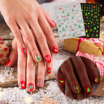Дизайнерски стикери за нокти, Коледна стикер за нокти, Коледни стикери за нокти, 3D Самозалепващи Прозрачни Къси режийни ноктите