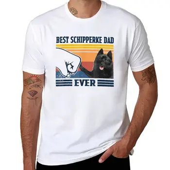 Нова тениска Schipperke за татко, тениски оверсайз, риза с домашен любимец принтом за момчета, мъжки ризи