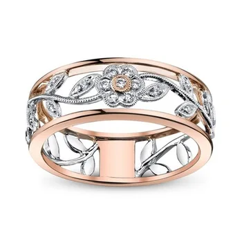 Модерен пръстен с цветен лист, индивидуално проста жена годеж