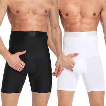 Мъжки Компресия Шорти-боксерки с висока талия, плътно Прилепнали Корема, Коригиращи Фигура Панталони с колан, Коригиращото бельо