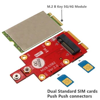 Адаптер M. 2 Key B за Mini PCI-e, 2 слотове за NANO SIM-карти NGFF M2 за Mini PCI Express PCIe за 3G модул 4G 5G