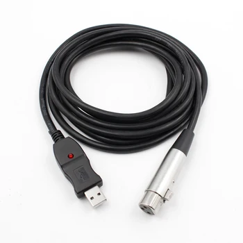 Кабел за свързване на микрофон 3 USB Male to XLR Female Нова