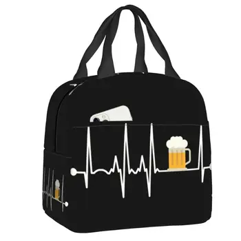 Чанта за обяд с изолация от бира ударите на сърцето за жени, Разменени термоохладитель, кутия за обяд за работа, обучение, пътуване, пикник чанта-тоут