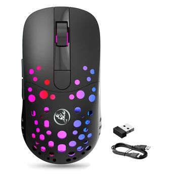 HXSJ T100 Жичен безжична мишка с 2.4 G Двухрежимная мишката RGB led подсветка 6D Програмируеми мишка за лаптоп