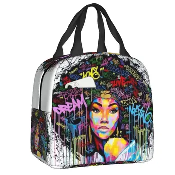 Американската Африканска момиче, Черна Женска чанта за обяд, за многократна употреба хладилник, топло изолиран обяд-бокс за училище, чанти за пикник, Пътни чанти за хранене