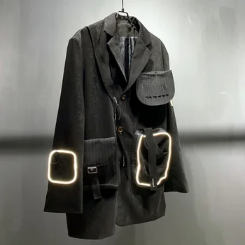 Индивидуален Дизайн, който Отразява Светлината, с Много джобове, Висококачествени Мъжки костюми, палта, Елегантни Улични Летни якета 2024, Блейзър 21F1481