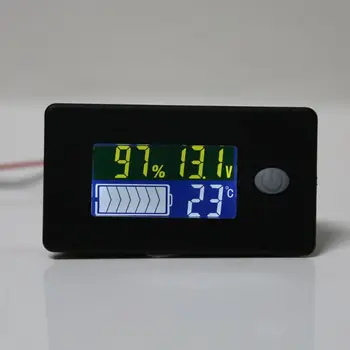 Литиево-йонна Lifepo4 Оловно-киселинната Индикатор за капацитет на батерията 12 24 36 48 60 72 Дисплей LCD Волтметър Измерване на Температура, Тестер за JS-C35