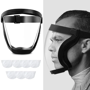Прозрачна защитна маска върху цялото лице, за кухня, защита от пръски масло, колоездене, ветроупорен фарове за очила, маска с филтри