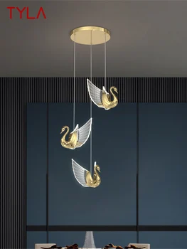 Окачен лампа TYLA Nordic, Креативна полилей с лебед, Окачена лампа, модерни осветителни тела за хол, трапезария