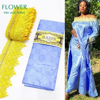 Лента с дантелен завършек и богат оригинален нигерийските женски рокля за сватбени партита, Сшитым от африканския жакард от 100% материал Басейн
