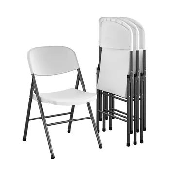 Сгъваем стол от висококачествена смола, 4 комплекта, Бял 