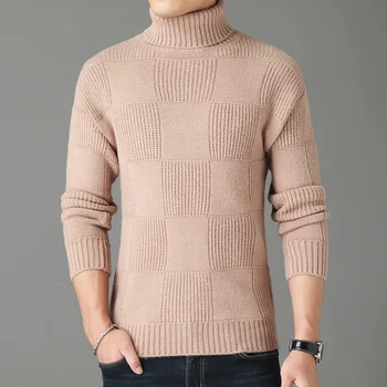 Мъжки висококачествен брендовый монофонични вязаный пуловер 2021, мъжки нова мода, ежедневни вълнени плетени калъф за реколта зимни блузи, пуловери