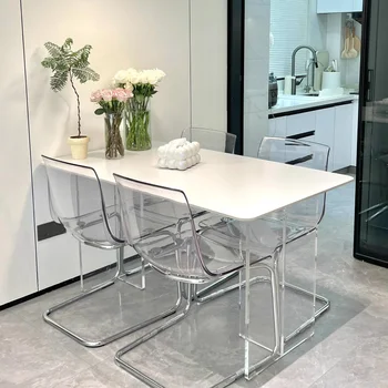 Прозрачна маса за Хранене в скандинавски стил, Водоустойчив Бяло, Модерна масичка за кафе в коридора, Офис, ресторант, Mesas De Jantar, Мебели за дома