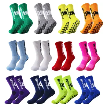 Цветни Футболни чорапи с букви, Мъжки, Дамски спортни чорапи, нескользящие чорапи със силикон дъно за футбол, баскетбол