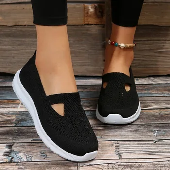 Вулканизированная обувки, Ежедневни дамски обувки, Дамски Летни тенденции 2024 година, Модерни обувки за майките от дишаща фланелка с мрежа, удобни обувки за разходка