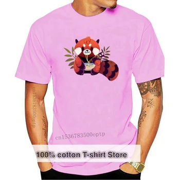 Модни готина мъжка тениска, Дамски забавна тениска Червена панда, поедающая Ramen тениска с индивидуален принтом