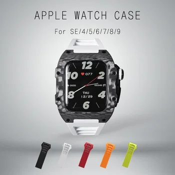 2023 Нов луксозен калъф от серията Apple Watch изработени от въглеродни влакна, с каишка на Apple Watch S9/8/7/6/5/4/ Каишка серия SE 44 мм 45 мм