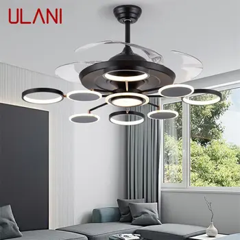 ULANI Нов вентилатор на тавана, модерна черна led лампа с дистанционно управление без ножове За домашна трапезарията на ресторант