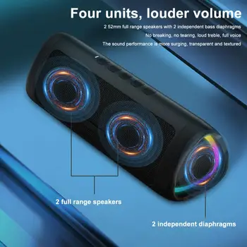 Преносим Водоустойчив високоговорител с HD-съвместими звук, RGB-студена светлина, Bluetooth-съвместима звукова кутия 5.3 Stero, външен високоговорител