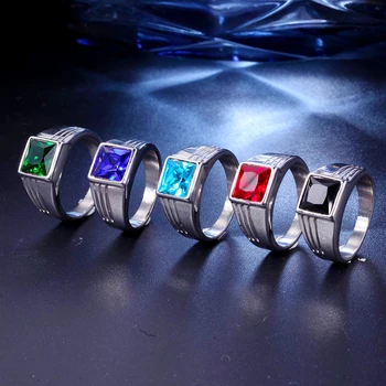 Не выцветающие Висококачествени пръстен с голям камък, за мъже, жени, пънк, хип-хоп, пръстен от неръждаема стомана 316L, Модни бижута, подаръци, Директна доставка