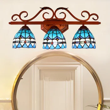Скандинавски монтиран на стената лампа, син стенен лампа с гъши гърло, черен външен лампа, стенни лампи, промишлено вик