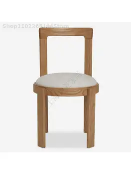 Съвременен стол за хранене от масивно дърво с договорна облегалка, нов китайски стил, единична стол с облегалка, скандинавски дизайнерски стол за почивка, етажерка маса, стол