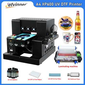 Автоматично UV-плосък принтер формат А4 за EPSON XP600, печатаща глава с държач за бутилки, калъф за телефон, UV-печатна машина с формат А4 DTF