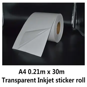 Ролка прозрачни винилови стикери за мастилено-струен печат, формат А4, PVC 0,21*30 m