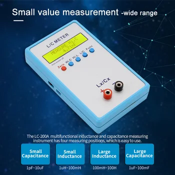 LC-200A Ръчен Цифров LCD измерител на капацитет и Индуктивност LC Измервателен уред 1pF-100mF 1uH-100H