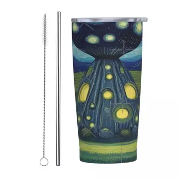 Ван Гог - Енергийно ядро на Чужда планета, Чаша от неръждаема стомана, Добра Запечатани Двухтактная кутията Със сламен четка за Еднократна употреба
