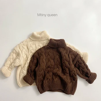 2023 Нови Възли Пуловери, Обикновен пуловер с висока яка За малки момчета и момичета, Есента и Пролетта Детски Пуловер в Корейски стил, Пуловери