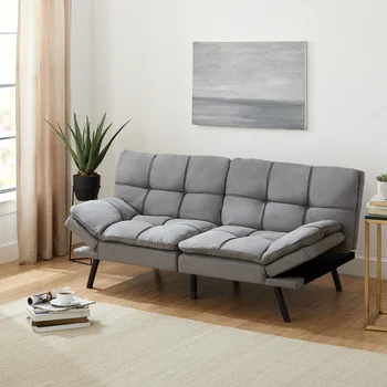 Модерен разтегателен futon с ефект на паметта, секционни диван-легло от изкуствена велур за всекидневната, апартаменти и малко пространство, лесен за сглобяване