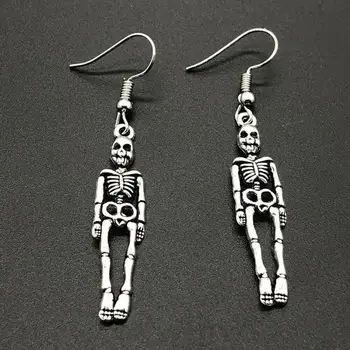 Обеци Ретро Обици с черепа Персонализирани Обеци с виртуален скелет на човека Подарък на Скелета в Деня на Хелоуин Пънк Подарък Бижута