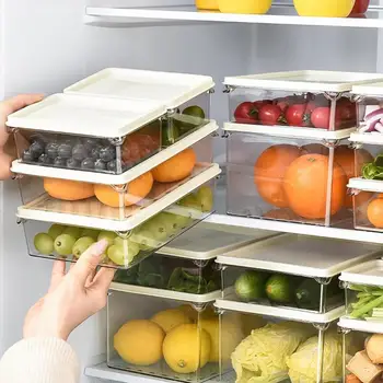 Контейнер за съхранение на храна в хладилника Прозрачен, По-Свеж, Фланец за съхранение на храна в хладилника, Кутии-организаторите с капаци
