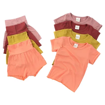 Летен комплект за момичета, памучен тениска + шорти, комплекти за деца, модерен детски костюм, Детски дрехи